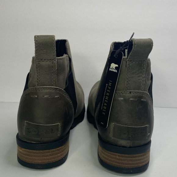 Sorel Emelie Chelsea NEW IN BOX Waterproof Boots Brown grey mushroom size 7 - Picture 3 of 11